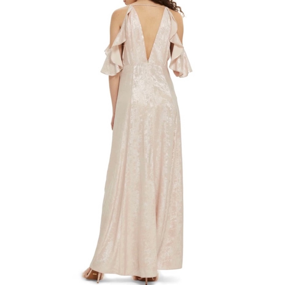 NEW TOPSHOP FOIL COLD-SHOULDER MAXI DRESS - Picture 6 of 8